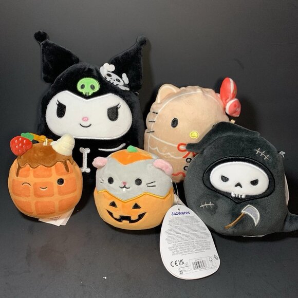 Squishmallows 7” Hello Kitty Kuromi Skeleton Halloween Gingerbread Pumpkin lot 5 - Picture 1 of 11